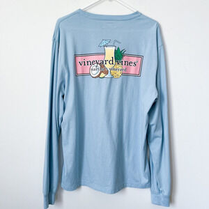 Vineyard Vines Long Sleeve Pocket Tee Martha's Vineyard Spell Out Mens Large